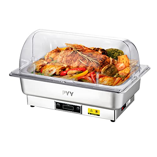 PYY Electric Chafing Dish Full Size Stainless Steel Chafer,Temperature