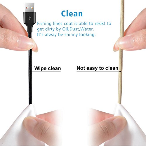 POWERbeast iPhone Charger Charging Cable 3Pack 6ft 3ft Nylon+Fishing Line Braided Lightning Cable Long iPhone Cord to USB Charger for iPhoneX 8 8Plus 7 7Plus 6s 6sPlus 6 6Plus 5 5s 5cSE iPad iPod