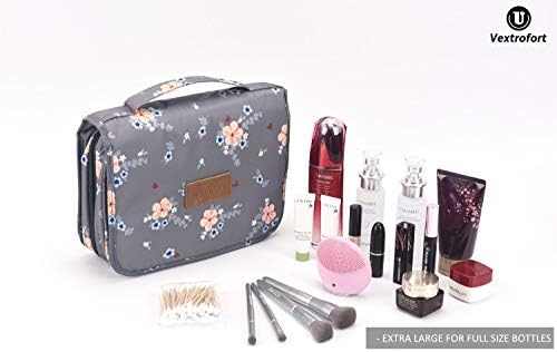 Toiletry Bag for Women, Large Hanging Travel Makeup Bag Water-resistant for Toiletries/Cosmetics/Brushes - Gray 6 Toiletry Bag for Women, Large Hanging Travel Makeup Bag Water-resistant for Toiletries/Cosmetics/Brushes - Gray