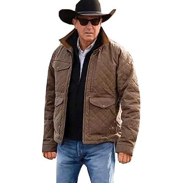 Yellowstone John Dutton Quilted Cotton Jacket - Kevin Costner Style Jacket For Men