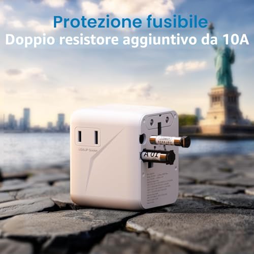 5 in 1 Universal Travel Adapter,Universal Travel Socket with 1 USB A,2 USB C,1 Universal Socket,1 US/JP Socket and Adapter International Plug for Italy UK US Australia Thailand Mexico