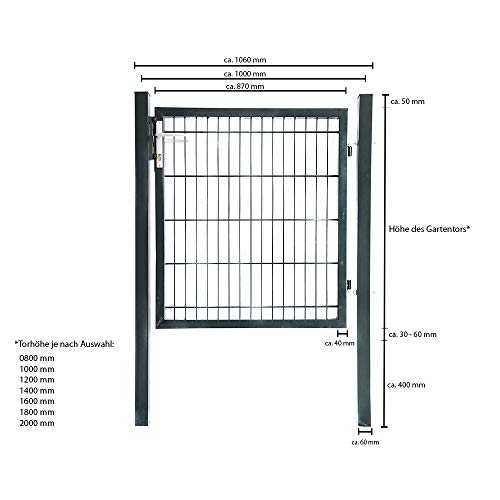 HOME DELUXE - Gartentor PORTARIUS - Anthrazit, Höhe 80 cm - inkl. Griff, Schloss und Schlüssel I Gartenpforte Einfahrtstor Hoftür – Bild 8