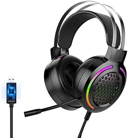 ヘッドセット 有線ゲーマーヘッドホンサラウンドステレオサウンドヘッドセット付きマイクとカラフルなライト