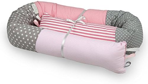 BABY "SNAKE" BED BUMPER FOR CRIB OR JUNIOR BEDS-Pink &amp; Grey,bed bumper,nursery bedding,nursery décor