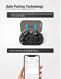 True Wireless Auriculares Bluetooth iPX7 Impermeable 90H Ciclo Tiempo de Juguete, 3350 mAh Bluetooth 5.0 Auto Emparejamiento Auriculares Inalambricos Bluetooth Auriculares con Estuche de Carga