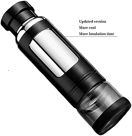 1A2B3C Sports Water Bottle - Travel Mug - Tea Tumbler Tea cup with Strainer filter - Glass water bottle - Tea Infuser - Fruit Infuser 14oz(BLACK)