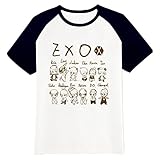 Fanstown EXO kpop logo black shoulder shirt EXO M EXO K Beakhyun Luhan