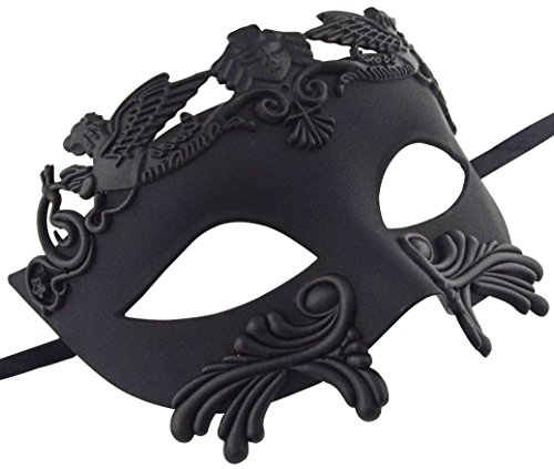 KEFAN Halloween Mask Greek Roman Masquerade Mask Mens Venetian Mardi Gras Mask(Black)