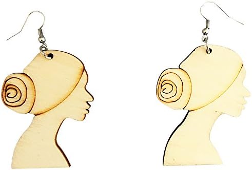 Headwrap Lyfe Earrings / Natural Hair / African American Woman Earring / Wood Jewelry (Bottom Bun)