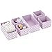 mDesign Fabric Drawer Divider Organizer Bin, Nursery/Bedroom Dresser, Closet, Shelf, Playroom Organization, Hold Clothes, Toys, Diapers, Bibs, Set of 3, 2 Pack, Wisteria Purple/White