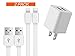 Charger, 2A Dual Port Travel Power Adapter with (3.3ft) Lightning Cable [2-PACK], USB Data Charge Sync for IOS 10 iPhone 7/6S Plus, 5S/SE, iPad Air/mini