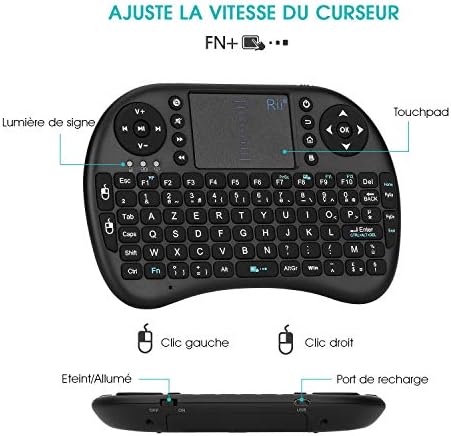 Rii Mini i8 Wireless (AZERTY) - Mini Clavier français, Ergonomique sans Fil avec Touchpad - Pour Smart TV, mini PC, HTPC, Console, Ordinateur - Bestbluetooth.fr Rii Mini i8 Wireless (AZERTY) - Mini Clavier français, Ergonomique sans Fil avec Touchpad - Pour Smart TV, mini PC, HTPC, Console, Ordinateur