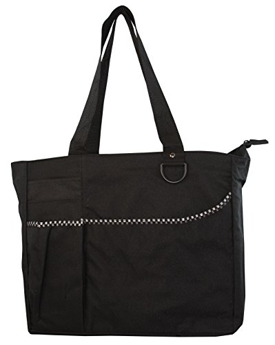 Poly Zipper Tote Bag with Key Fob and Pockets