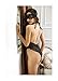 OIZEN Women Sexy Plunging V Halter Lace Lingerie Bodysuit With Mysterious Eyes Cover (Black)