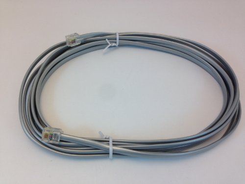 15FT TELEPHONE CABLE, SILVER SATIN WIRE, RJ-11 TO RJ-11 STANDARD 4 PIN TELEPHONE CONNECTORS