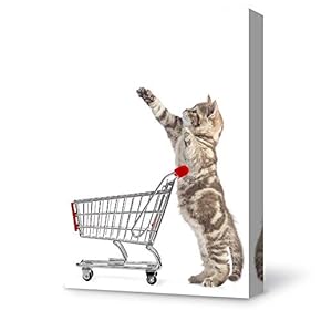 Canvas Wall Art Cat with Buy Box Modern Home Decor Canvas Painting Wall Decoration for Bedroom Living Room - 12x18 inches