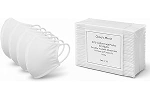 Chevy’s Merch 3-Ply Cotton Face Masks for Adults – Reusable, Washable & Breathable Cloth Masks, Premium Soft Stretch Fit, Whi