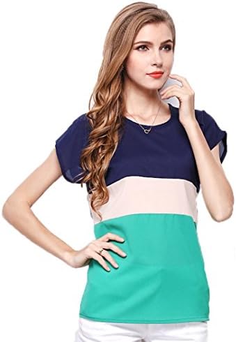 Women Fashion O Neck Short Sleeve Chiffon Blouse and Tops Casual Ladies Shirts
