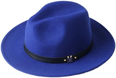 nboba Unisex Women's Men's Summer Wool Chapeu Feminino Sun Hat for Gentleman Cap Panama Fedora Top Sunhat Blue