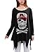 Allegra K Women Skull Cut Out Back Tops High Low Hem Cool T Shirts L Black