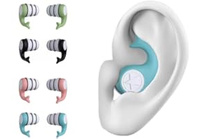 Swimming Ear Plugs, 4 Pairs Waterproof Reusable Silicone Swim Earplugs, Water Sports Earplugs for Showering