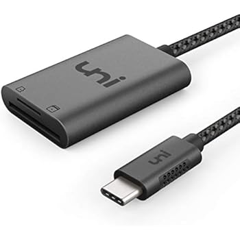 USB C to SD Memory Card Reader, uni Sturdy Aluminum SD&Micro SD to USB C Card Adapter [Thunderbolt 3] Compatible for MacBook Pro 2019, MacBook Air/iPad Pro 2019, Galaxy S10/S9, Surface Book 2 and More