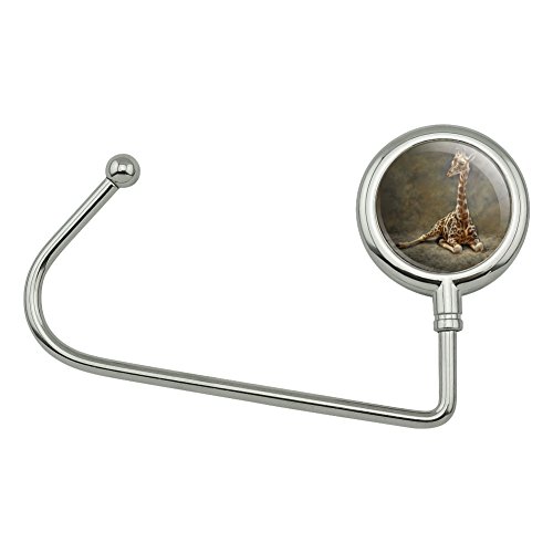 Young Baby Giraffe Sitting Purse Bag Hanger Holder Hook