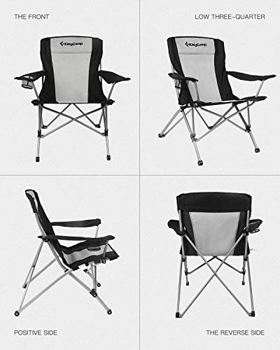 KingCamp Campingstuhl Angelstuhl Klappstuhl mit integriertem Getränkehalter und ergonomischer Rückenlehne – Bild 7