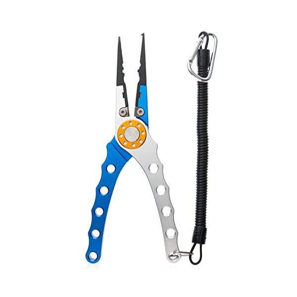 Aluminum-Fishing-Pliers-Hook-Removers-Fishing-Line-Cutters-with-Coiled-Lanyard-and-Belt-Holder-Sheath