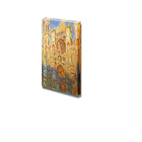 Rouen Cathedral, Facade (Sunset) by Claude Monet - Canvas Print Wall Art Famous Oil Painting Reproduction - 18" x 12"