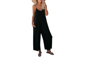 Womens Strappy Long Pant Rompers Jumpsuits Loose Casual Pockets Wide Leg Overalls Outfits S-3XL
