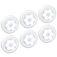 AMIR (Upgraded Version) Motion Sensor Light, Cordless Battery-Powered LED Night Light, Stick-anywhere Closet Light Stair Lights, Wall Lights for Hallway, Bedroom, Kitchen (White - Pack of 6)