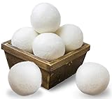 SnugPad Wool Dryer Balls XL Size 6 Pack, Natural Fabric Softener 100% Organic Premium New Zealand Wool, Chemical Free and Reduces Wrinkles, 1000+ Loads, Baby Safe, Saving Energy & Time, White 6 Count