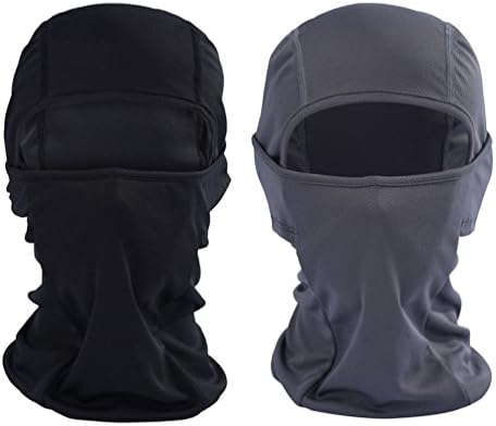UwantC 2Pack Balaclava Motorcycle Tactical Skiing Face Mask Windproof Winter Hat,Black and Gray