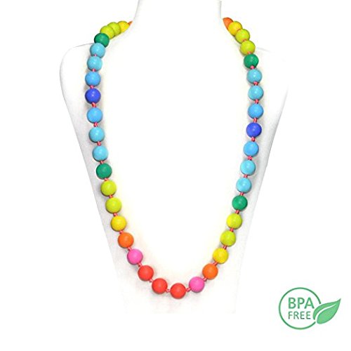Teether - Rainbow Silicone Teething Nursing Necklace for Mom & Baby - BPA Free - Latex Free