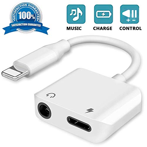 Headphones Jack Adapter for iPhone 7 Accessories, Charging Cable 3.5mm Aux Audio Converter for iPhone 8 Earphone Dongle Audio & Charge Connector Headset Cable for iPhone X