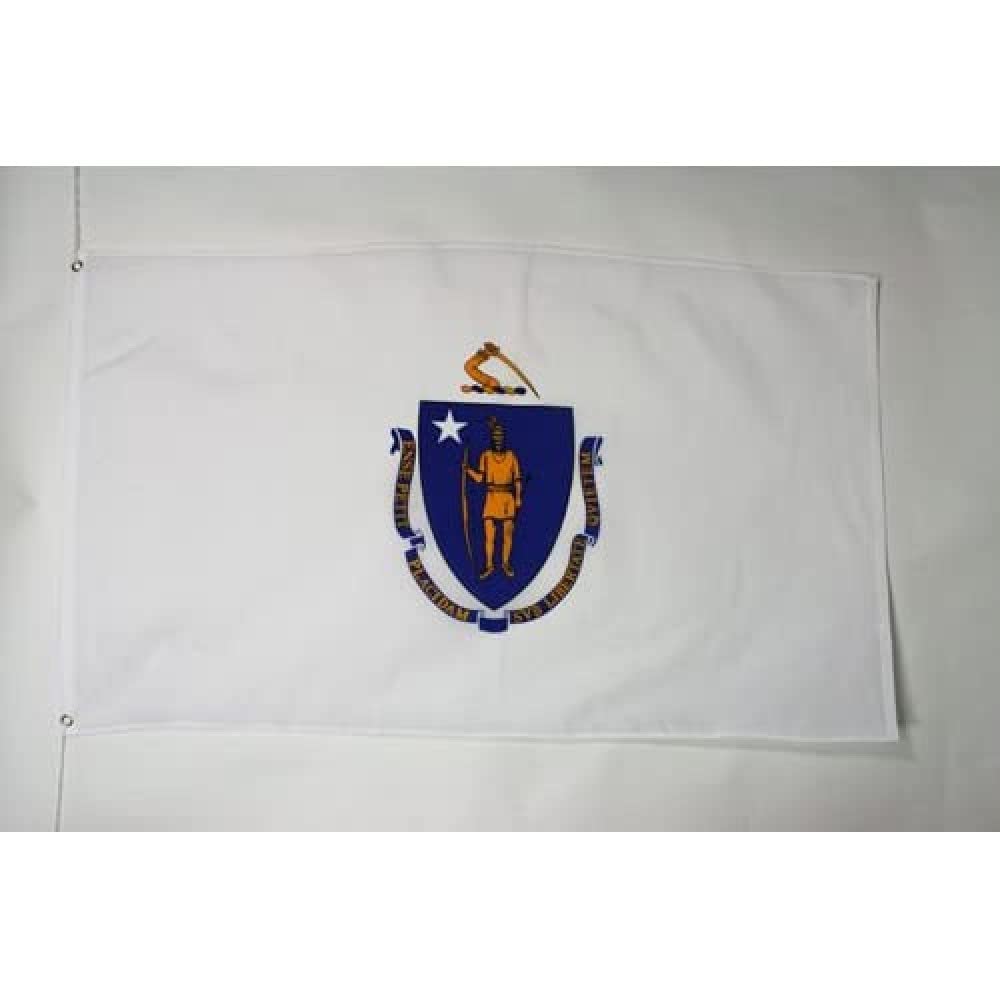 AZ FLAG - Massachusetts Flag - 3x5 Ft - Light Polyester Us State Of Massachusetts Banner with Two Brass Eyelets - Fade Resistant - Vivid Colors - 3' x 5' Feet - 150x90 Cm