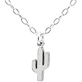 Sterling Silver Very Tiny Cactus Charm Necklace 18"