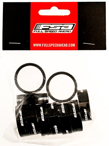 FSA Bag of 10 1"x10mm Headset Spacers Black Alloy with Logo