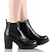 Refresh Club-01 Women's Elastic Panel Slip On Chunky Heel Ankle Booties,Black (8)