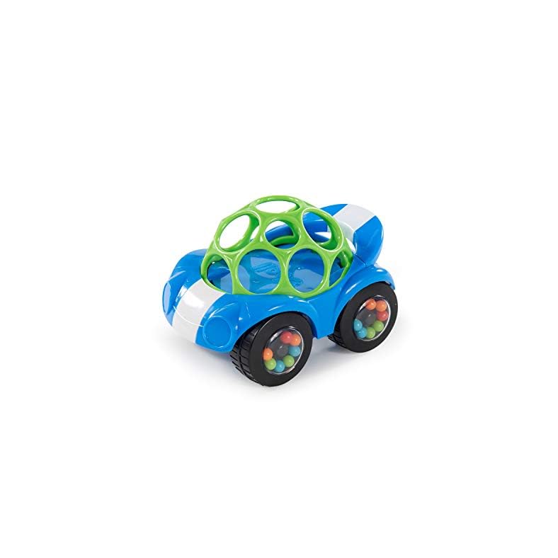 Bright Starts Oball Rattle & Roll Sports Race Car Toy Push and Go Vehicle, Easy Grasp, Ages 3 Months +, Blue