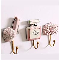 Samoii Home Wall Decoration & Storage Hooks Resin Lady Shoes + Perfume Bottle + Bag Patterned 3Packs Clothes Hat Handbag Keychain Hanger Wall Mounted