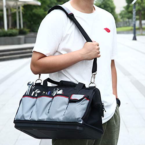 16 inch Tool Bag Wide Mouth with Multi-Compartment Pockets, Organizer Bag with Adjustable Shoulder Strap - Thumbnail 3
