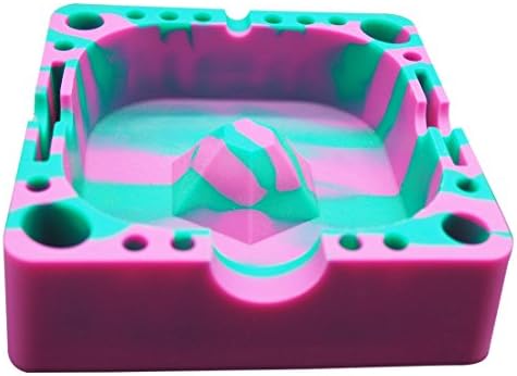Gentcy Silicone Ashtray Eco-Friendly Silicone Rubber High Temperature Heat Resistant Square Design Ashtray(Purple/Green)