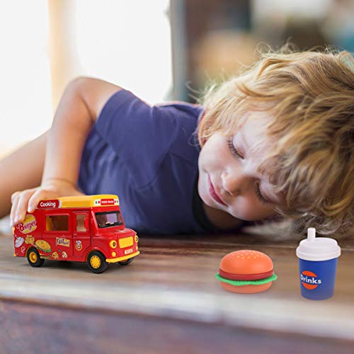 image for REMOKING Fast Food Car Toy, Stem Alloy Dining Pull-Back Magnetic Induc