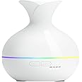 Jaregu 300ml Essential Oil Diffuser – Portable Ultrasonic Aromatherapy Diffuser with 15 LED Colors, 4 Timer Settings, Auto Shut-Off for Home & Office (Pure White2)