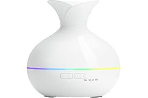 JAREGU Essential Oil Diffusers for Home, 300ml Portable Small Aromatherapy Diffuser, Ultrasonic Diffusers for Essential Oils, Auto Shut-Off 4 Timers 15 Colors for Office Home (Pure White)