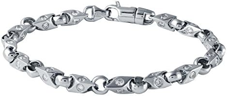 4.29CTW Gents Round Cut Diamond Flush Set Straight Bracelet in 14K White Gold