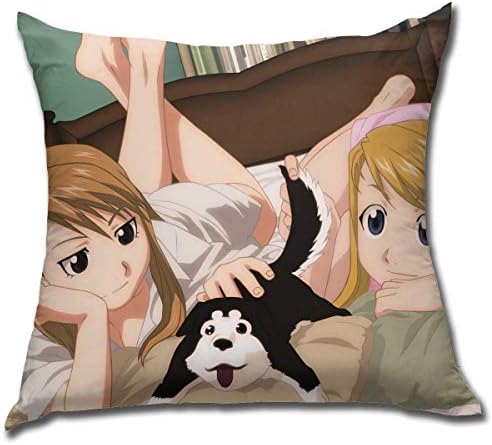 William D Oliver Fullmetal Alchemist-Rize and Winry Polyester Fleece Sofa Anime Square Hug Pillowcase (18x18 Inch)