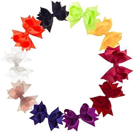 Hair Bows —Aieasyda Grosgrain Ribbon Hair Bows Clips for Baby Girl Kids Toddlers women (10pc 5inch-b)